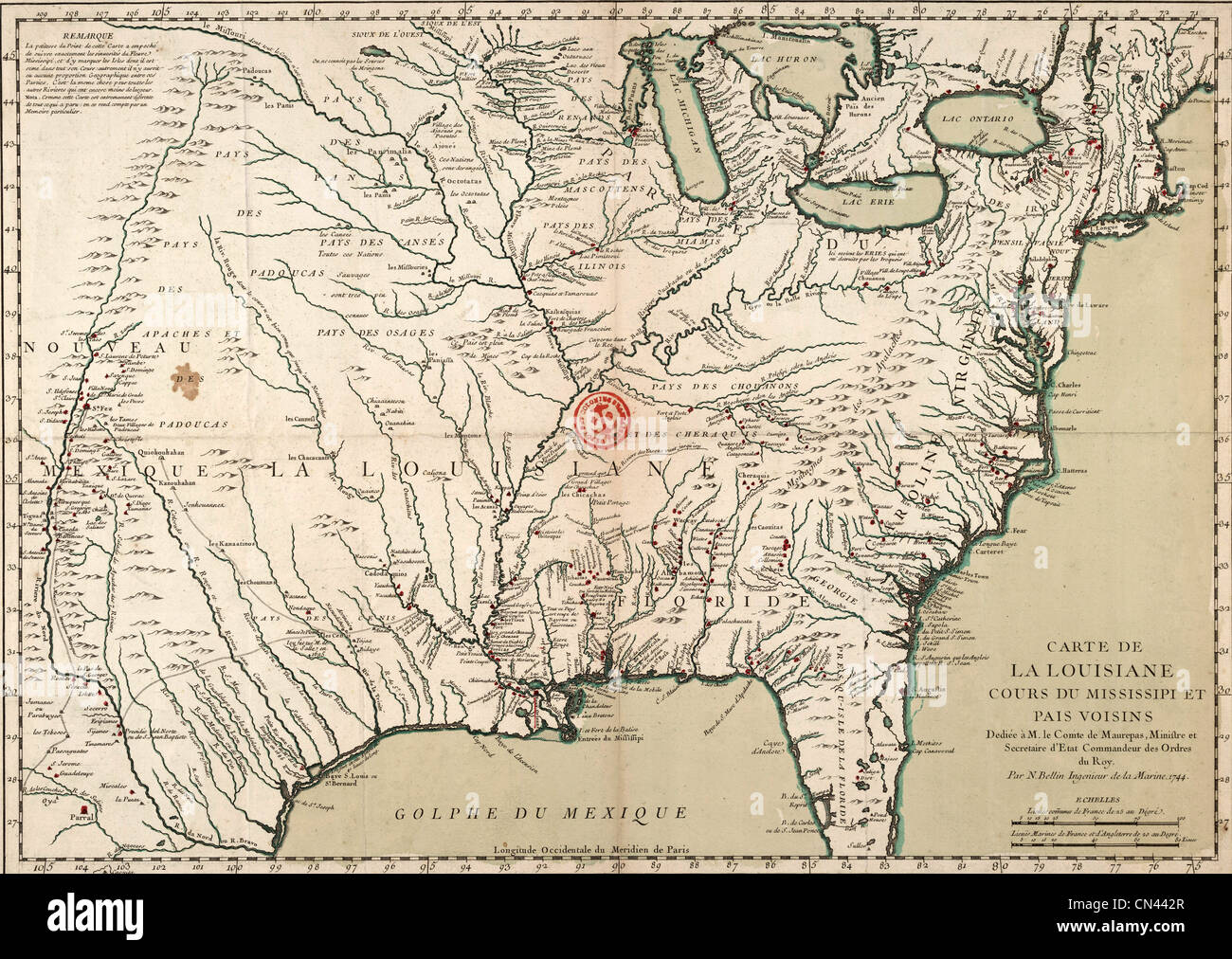 Vecchia mappa Foto Stock