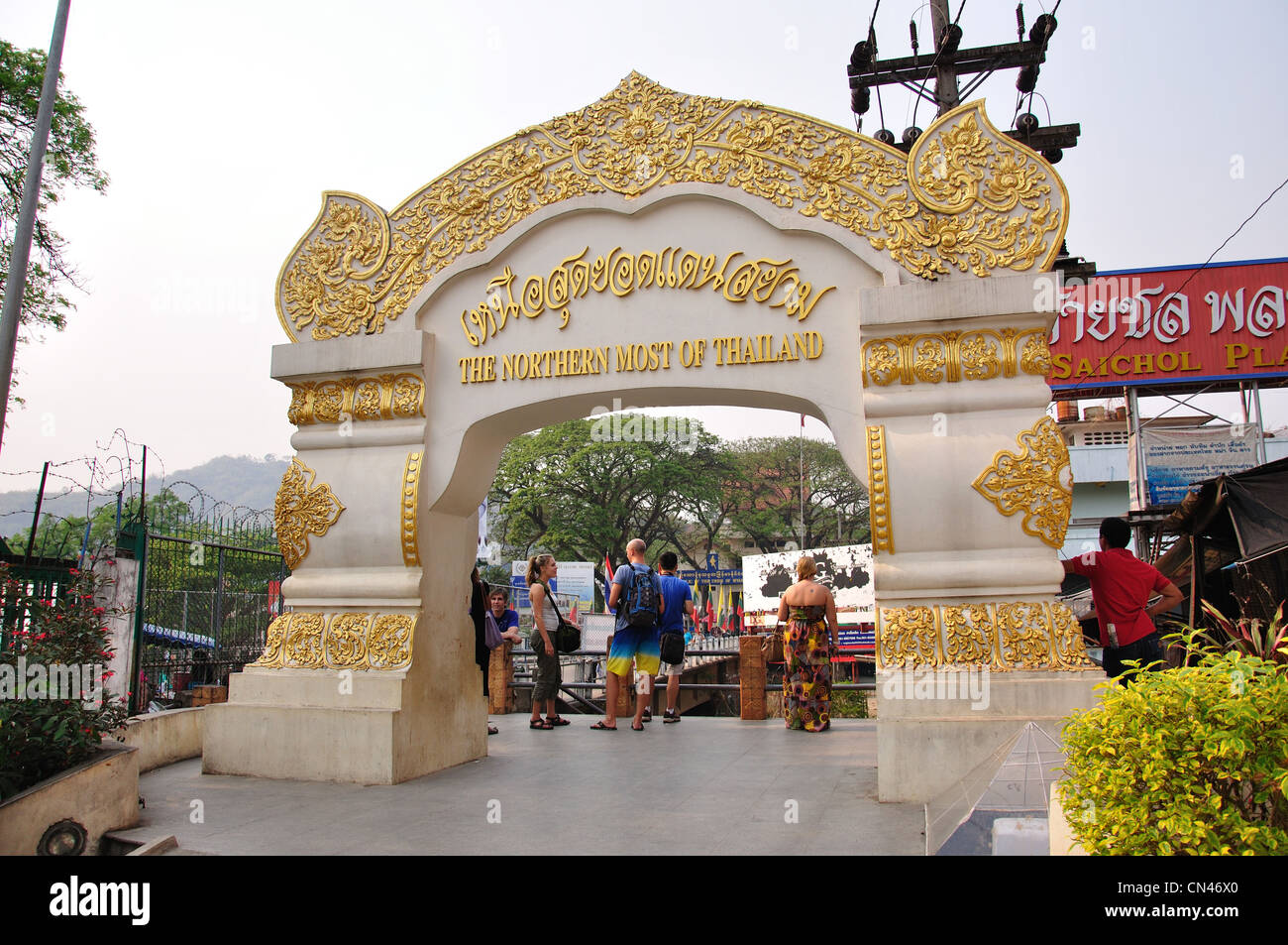 Confine Thai-Myanmar a Maesai, Maesai Distretto, Provincia di Chiang Rai, Thailandia Foto Stock