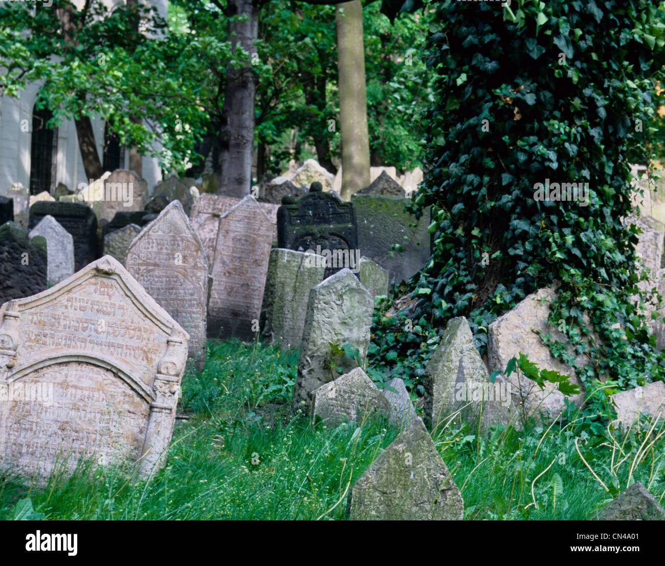 Antico Cimitero Ebraico di Praga, Repubblica Ceca Foto Stock