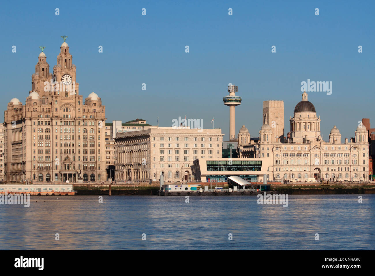 Inghilterra Liverpool Merseyside skyline a Pierhead Foto Stock
