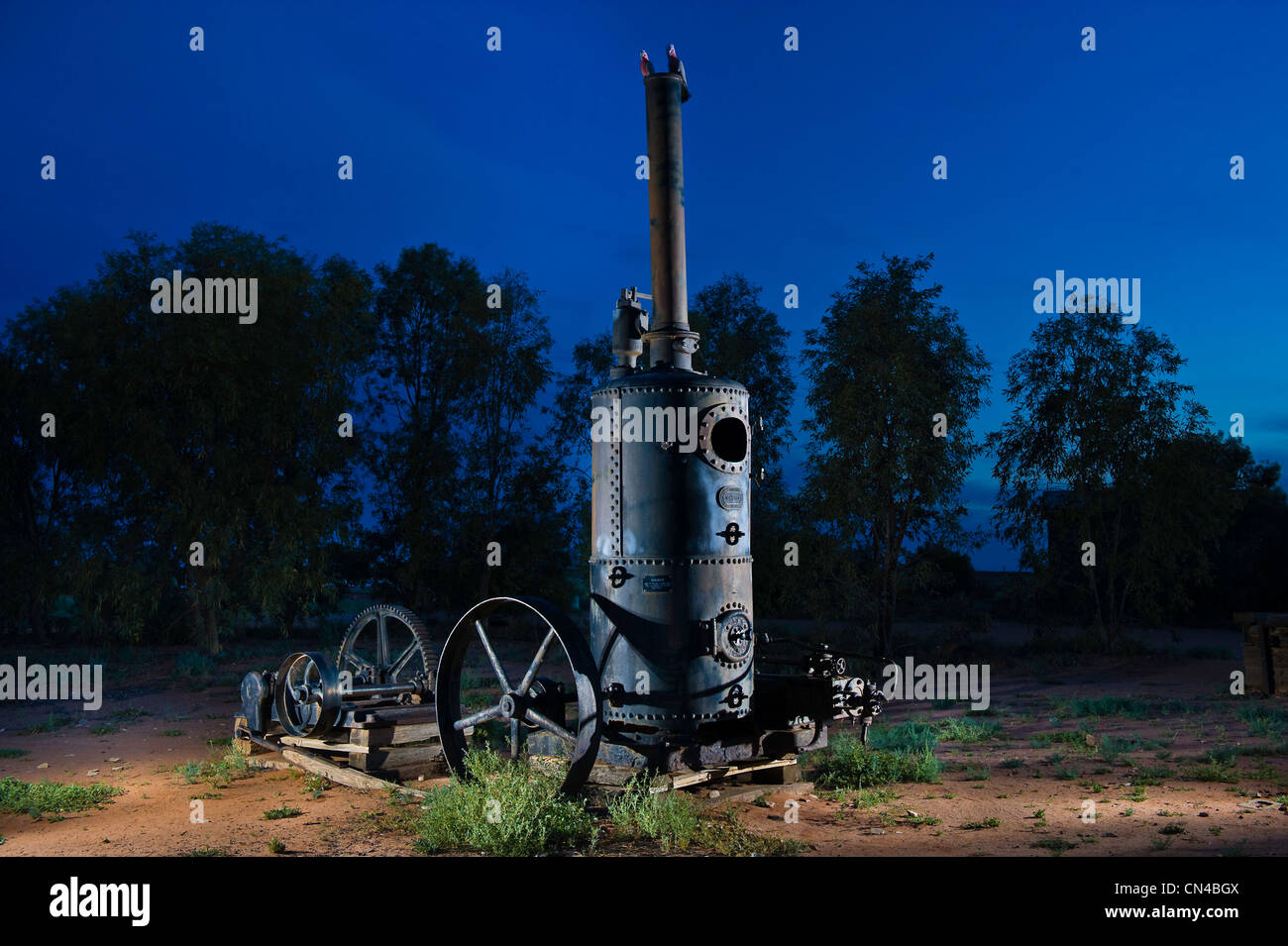 In Australia, in Sud Australia, William Creek, vecchia macchina a vapore dal XX secolo Foto Stock