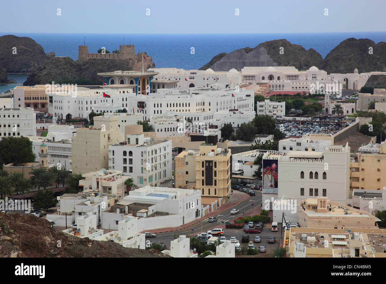 Blick auf die Altstadt von Muscat Foto Stock
