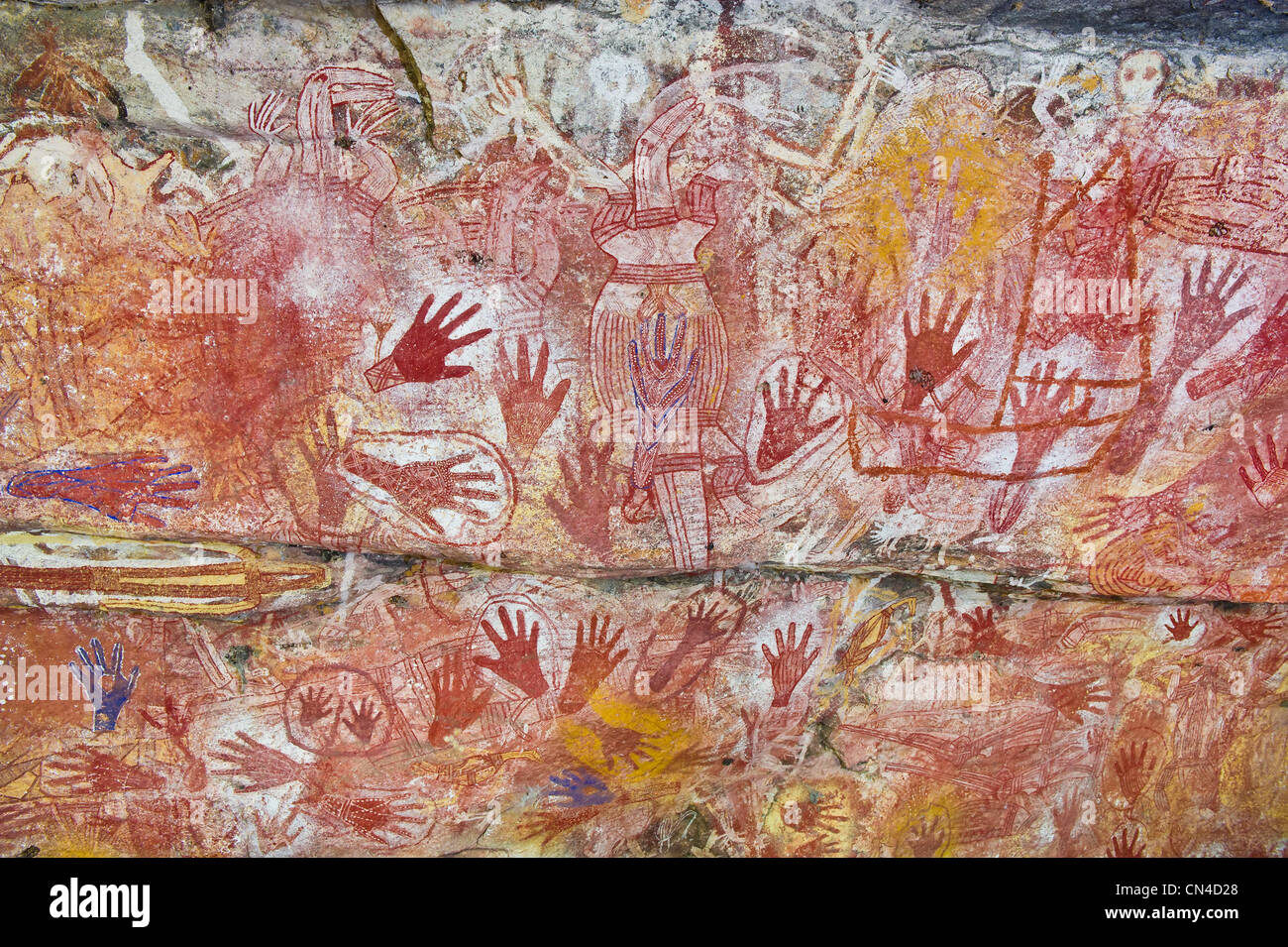 Australia, Territorio del Nord di Arnhem Land, mont Borradaile, Max Davidson Camp, aborigeni sito sacro, grande arte rock Foto Stock