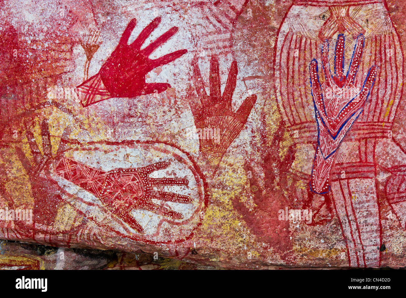 Australia, Territorio del Nord di Arnhem Land, mont Borradaile, Max Davidson Camp, aborigeni sito sacro, grande arte rock Foto Stock