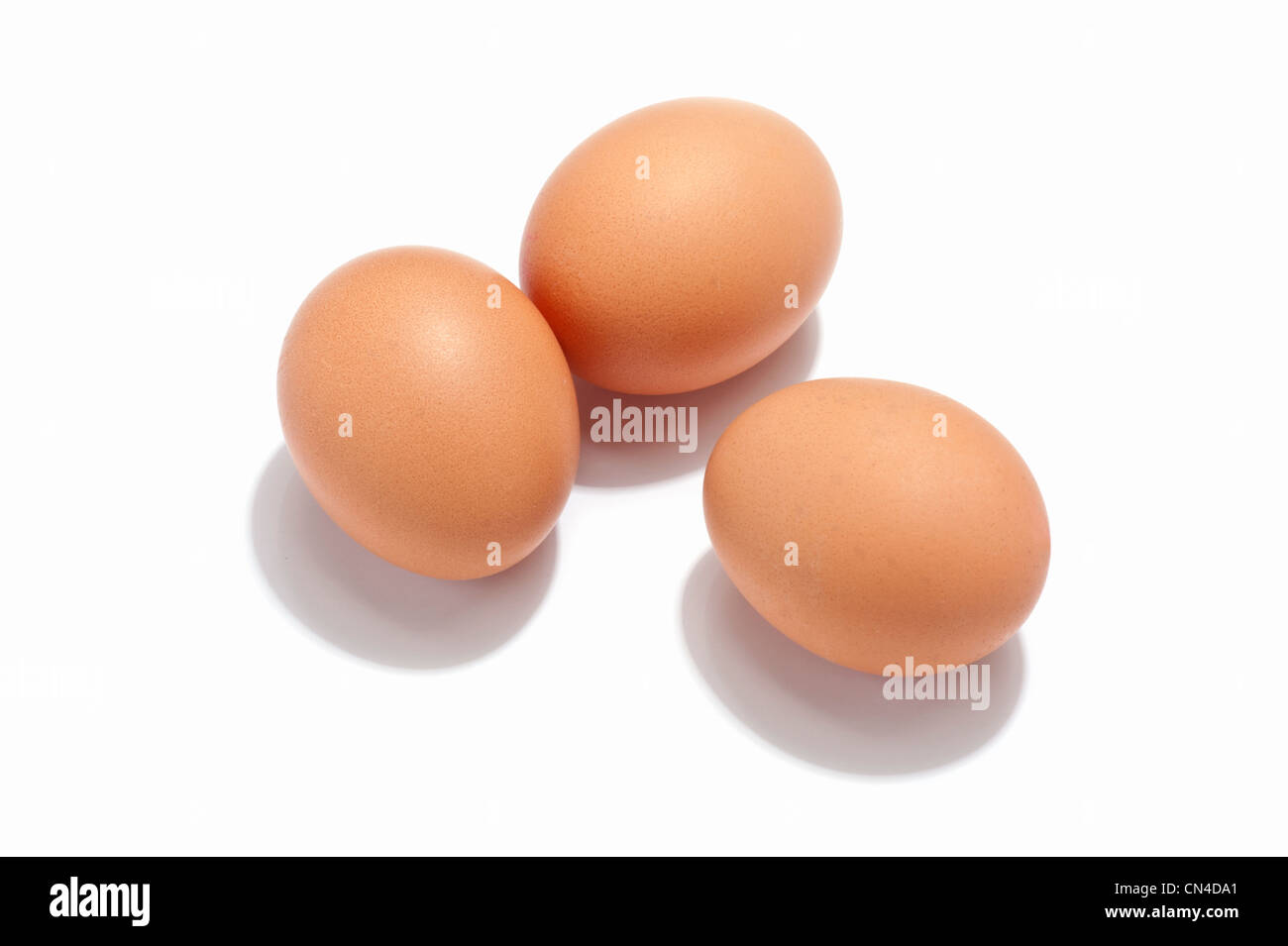 Tre uova di gallina Foto Stock
