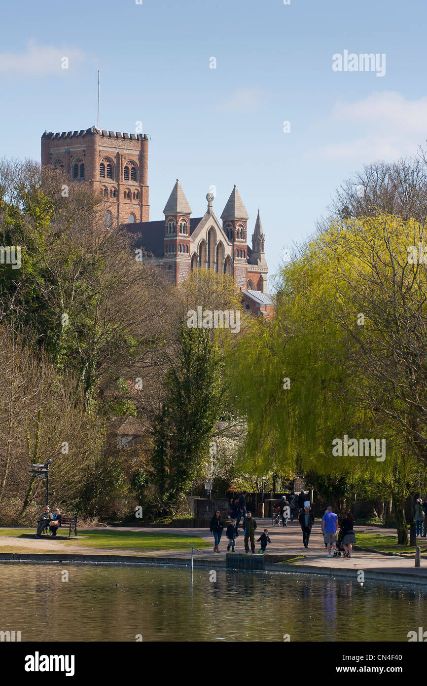 St Albans Cathedral. Foto Stock