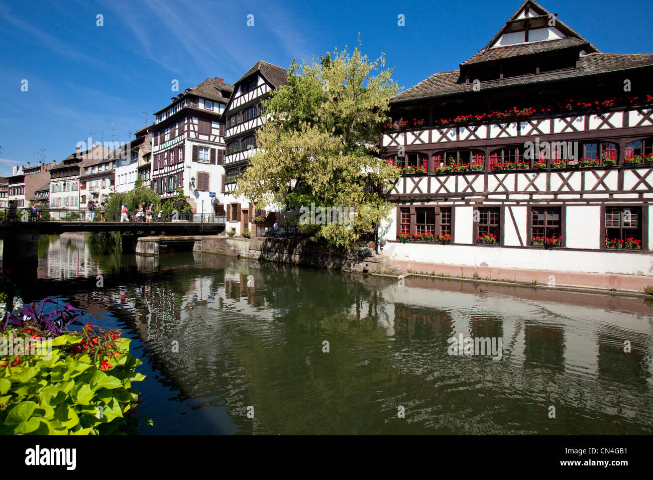 Francia, Bas Rhin, Strasburgo, città vecchia sono classificati come patrimonio mondiale dall'UNESCO, La Petite France, semi-case con travi di legno, casa del Foto Stock Francia, Bas Rhin, Strasburgo, città vecchia sono classificati come patrimonio mondiale dall'UNESCO, La Petite France, semi-case con travi di legno, casa del Foto Stock