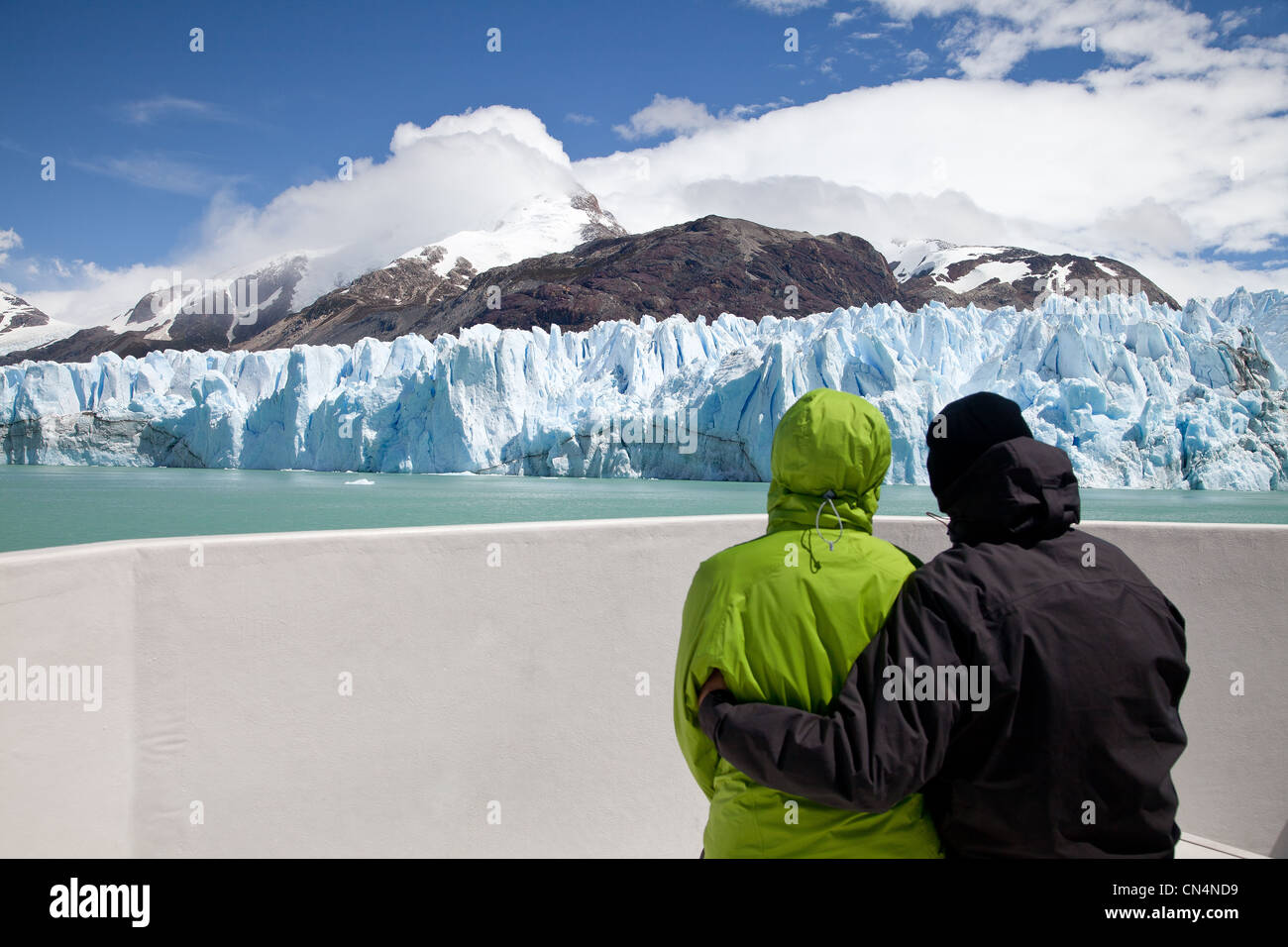 Il Cile, Patagonia, regione Aisen, Capitan Prat provincia, Villa O' Higgins, O'Higgins lago e ghiacciaio Foto Stock
