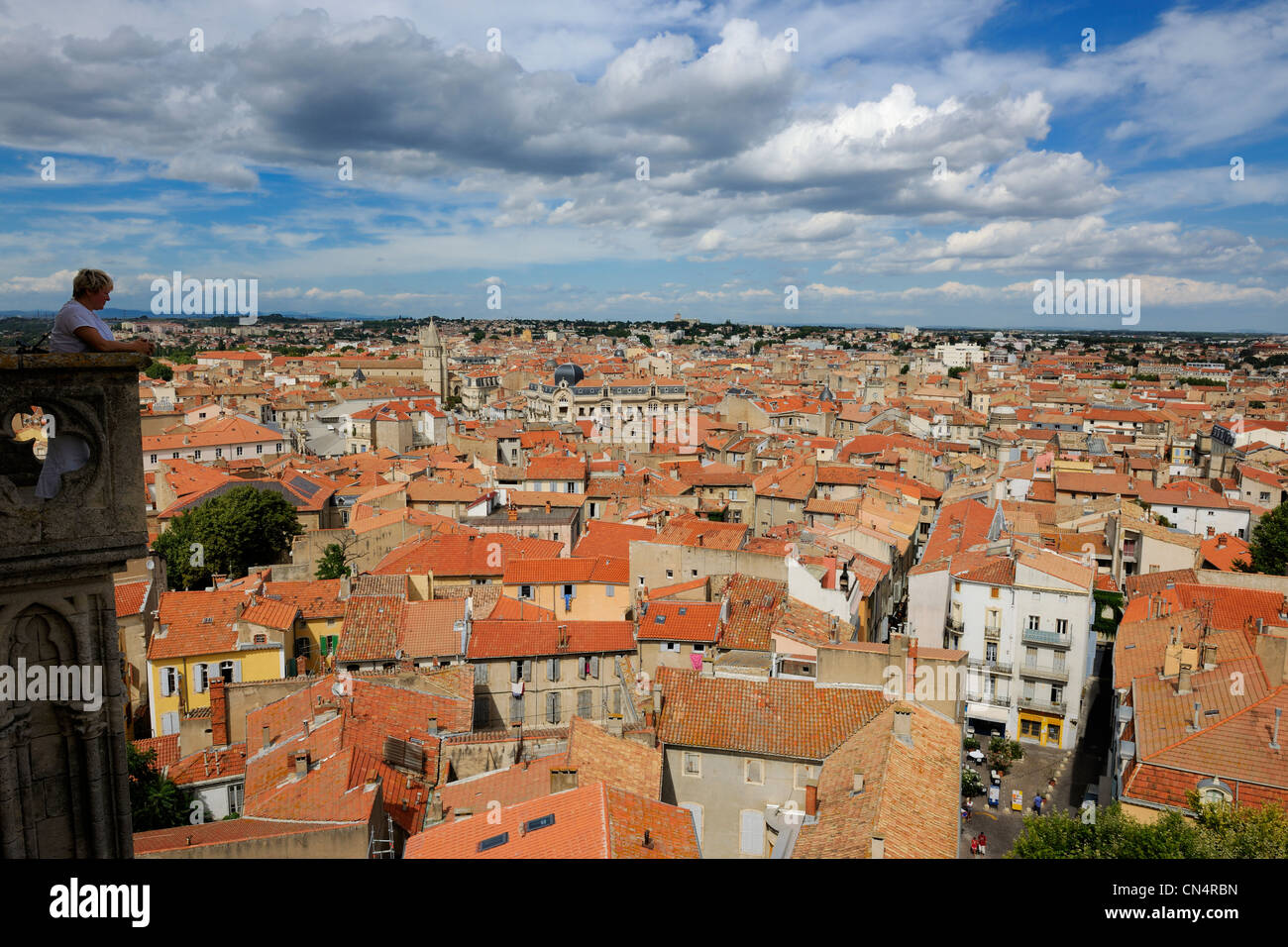 Francia, Herault, Beziers, vista sulla vecchia città da St Nazaire Cathedral Foto Stock