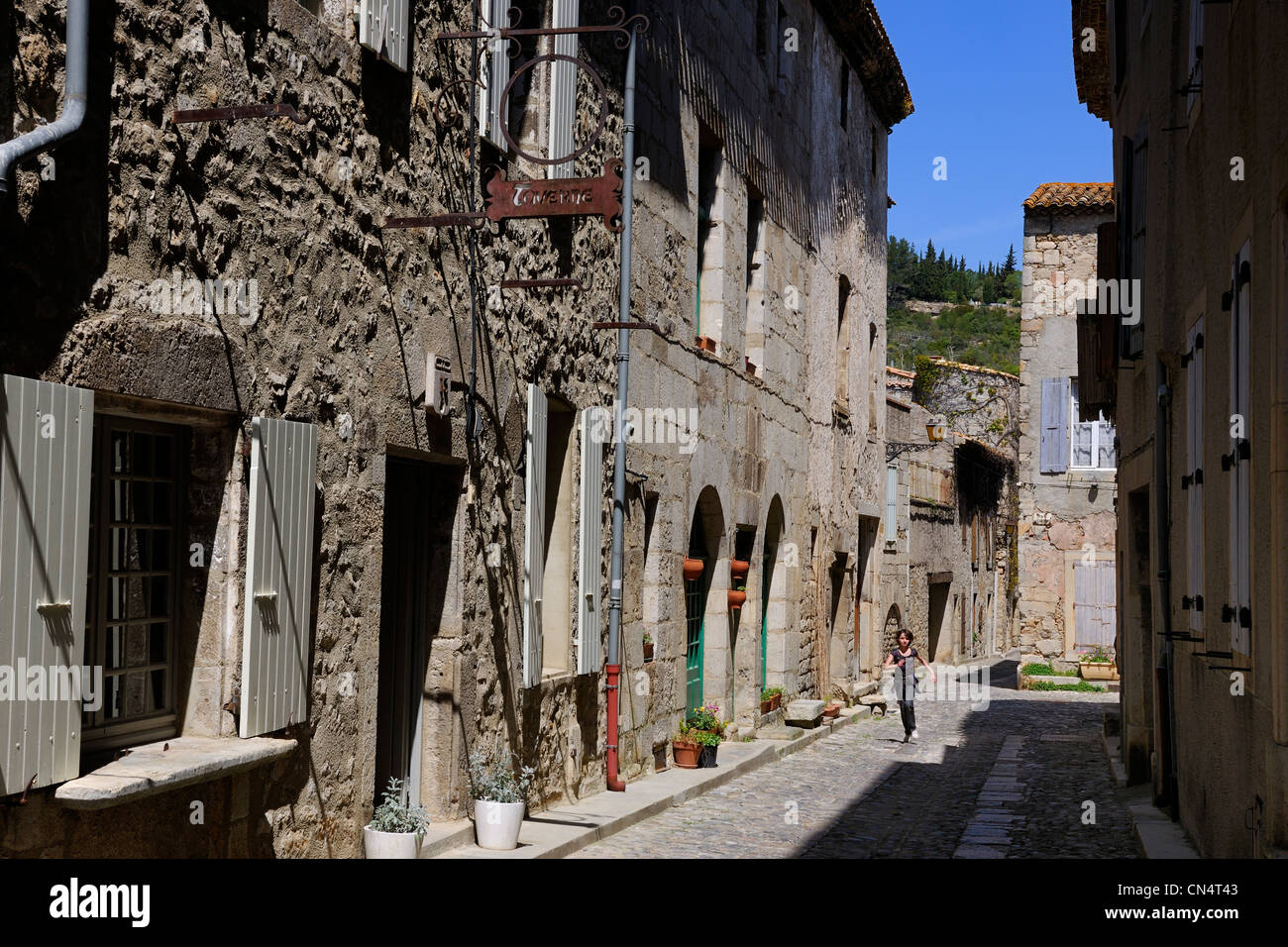 Francia, Aude, Lagrasse village, etichettati Les Plus Beaux Villages de France (i più bei villaggi di Francia) Foto Stock