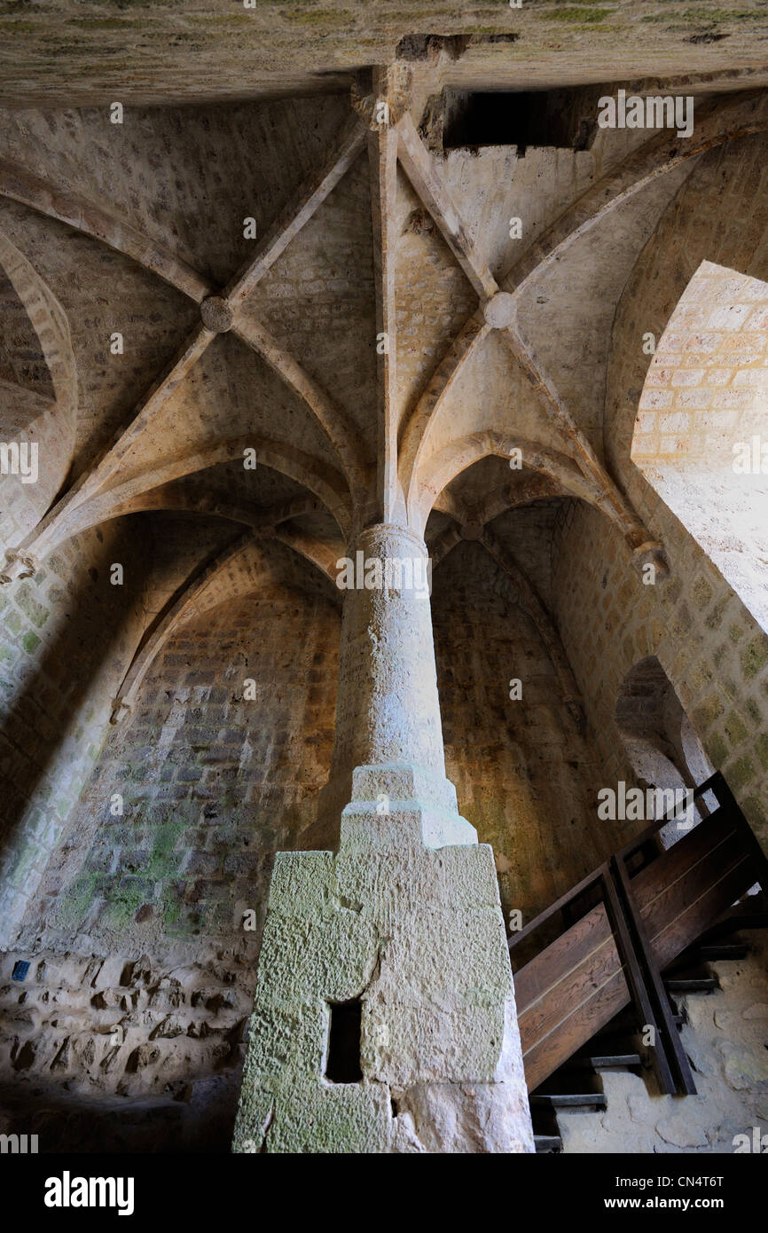 Francia, Aude, castello cataro di Queribus, la camera gotica Foto Stock
