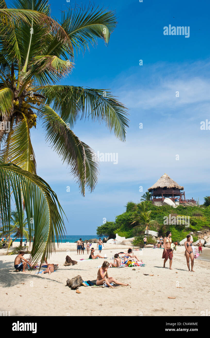 La Colombia, Dipartimento di Magdalena, Tayrona Parco Nazionale (Parque Nacional Tayrona) fondata nel 1969, la spiaggia di Cabo San Juan del Foto Stock