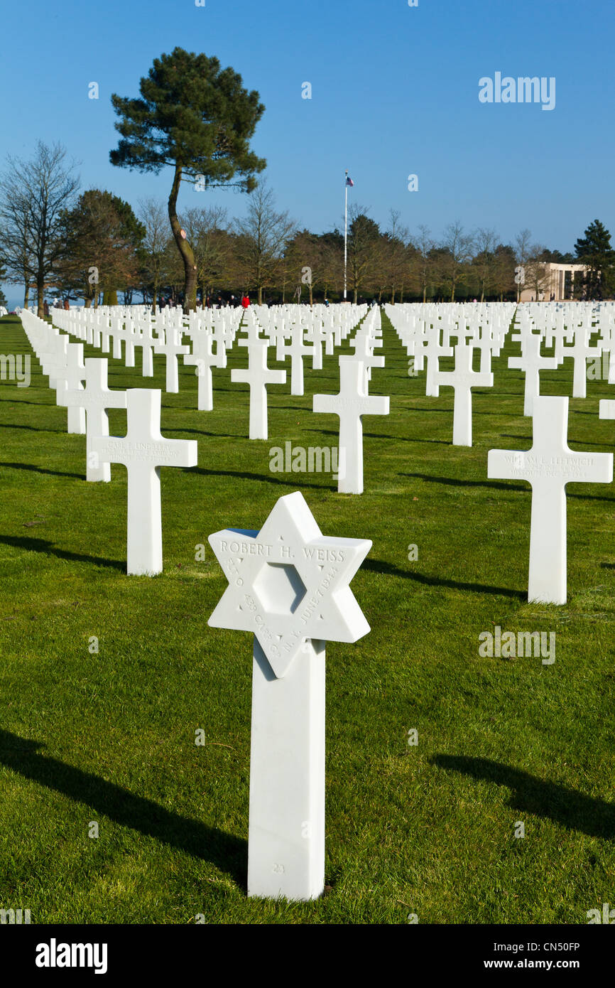 Francia, Calvados, la spiaggia di Omaha, Colleville sur Mer, Normandia cimitero americano Foto Stock