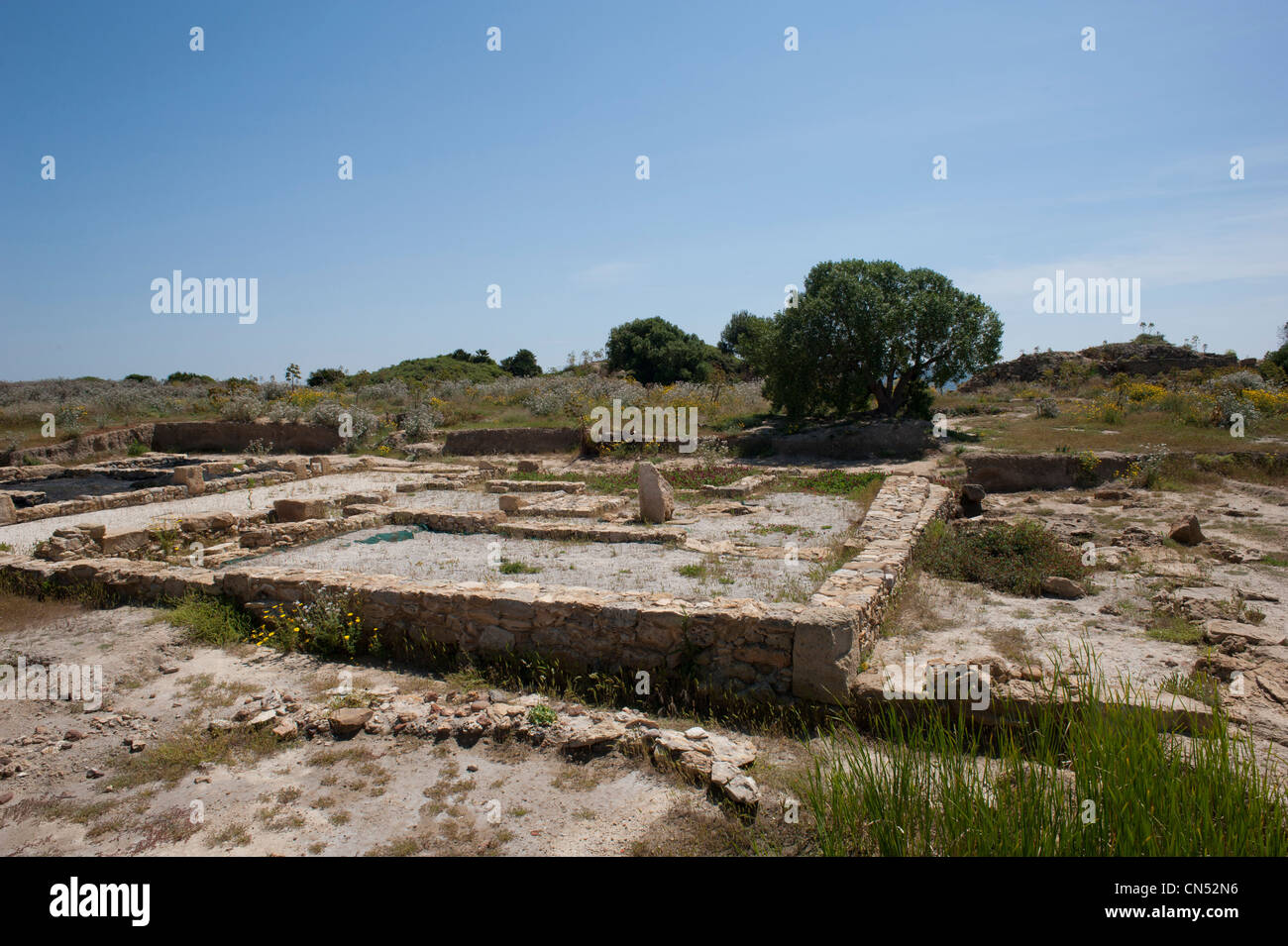 Fenici e Cartaginesi sulle rovine di Mozia, Sicilia, Italia, uno dei più importanti messaggi commerciali del Mediterraneo. Foto Stock