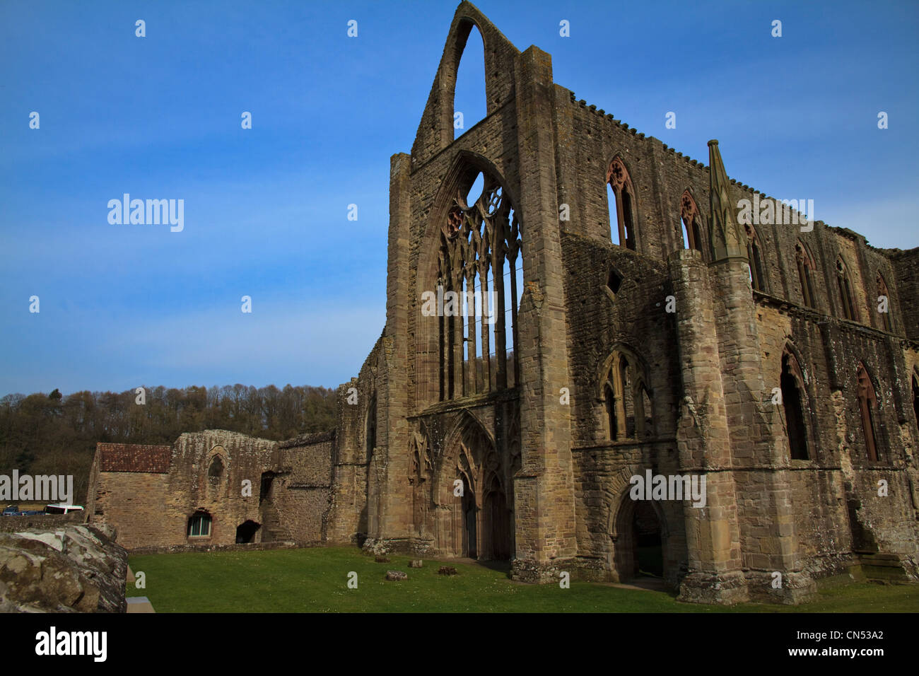 Tintern Abbey, Monmouthshire, Galles, una Abbazia Cistercense Foto Stock