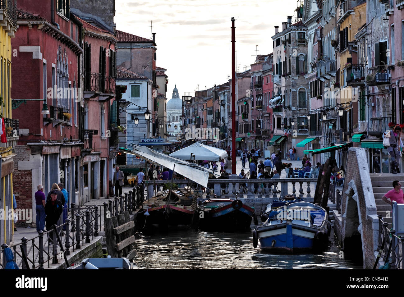 L'Italia, Veneto, Venezia, elencati come patrimonio mondiale dall' UNESCO, il quartiere di Castello, via Giuseppe Garibaldi, Santa Maria della Salute Foto Stock