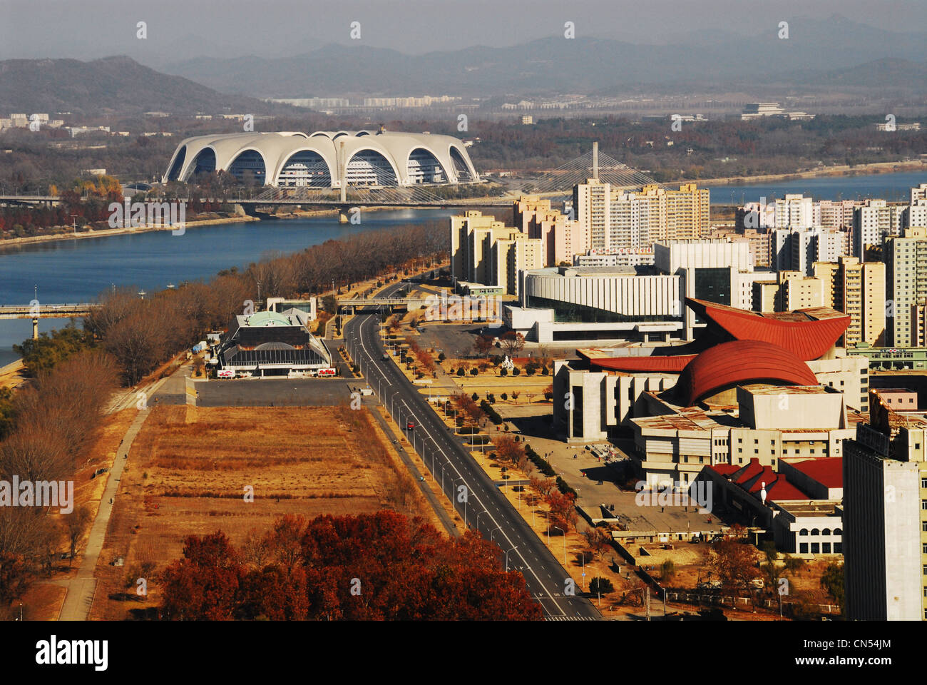 Corea del Nord Pyongyang, vista sulla città Foto Stock