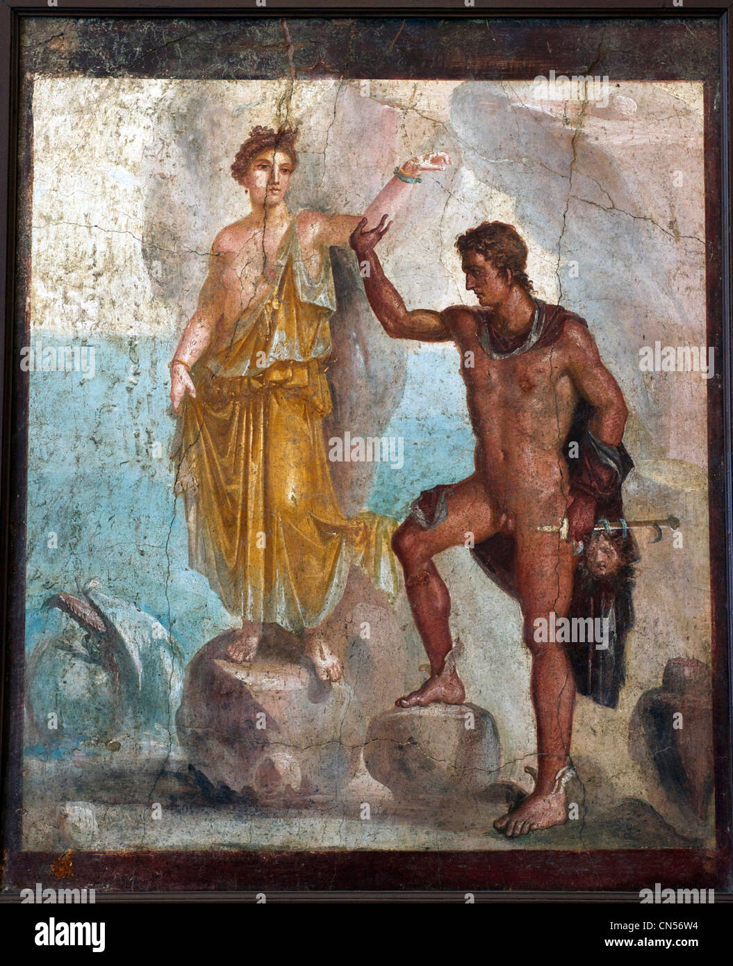 L'Italia, Campania, Napoli, Museo Archeologico Nazionale, affreschi di Pompei, Perseo e Andromeda Foto Stock