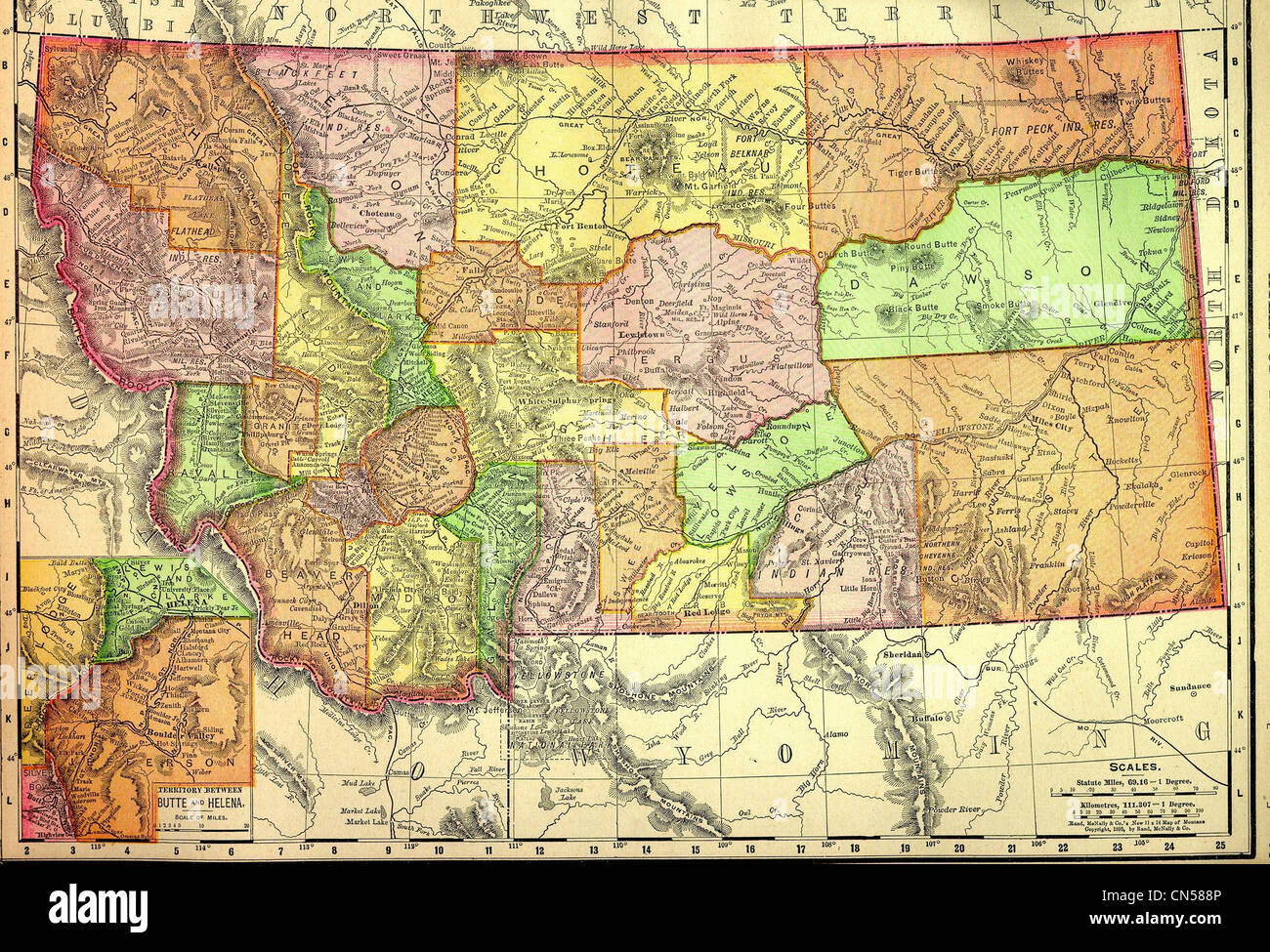 Vecchia mappa Foto Stock