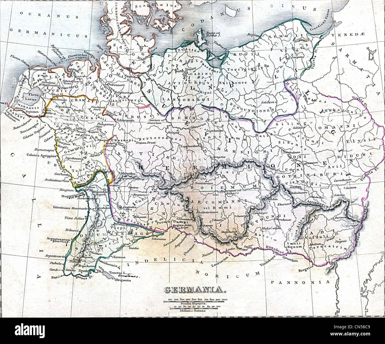 Vecchia mappa Foto Stock
