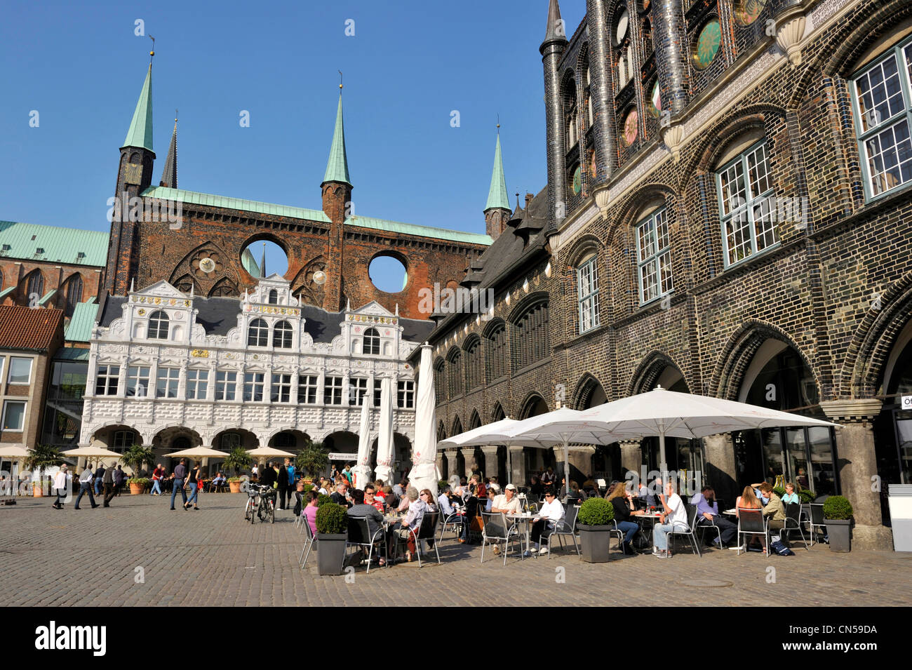 Germania, Schleswig Holstein, Lubecca, elencato come patrimonio mondiale dall UNESCO, Lubecca municipio (Rathaus) Foto Stock