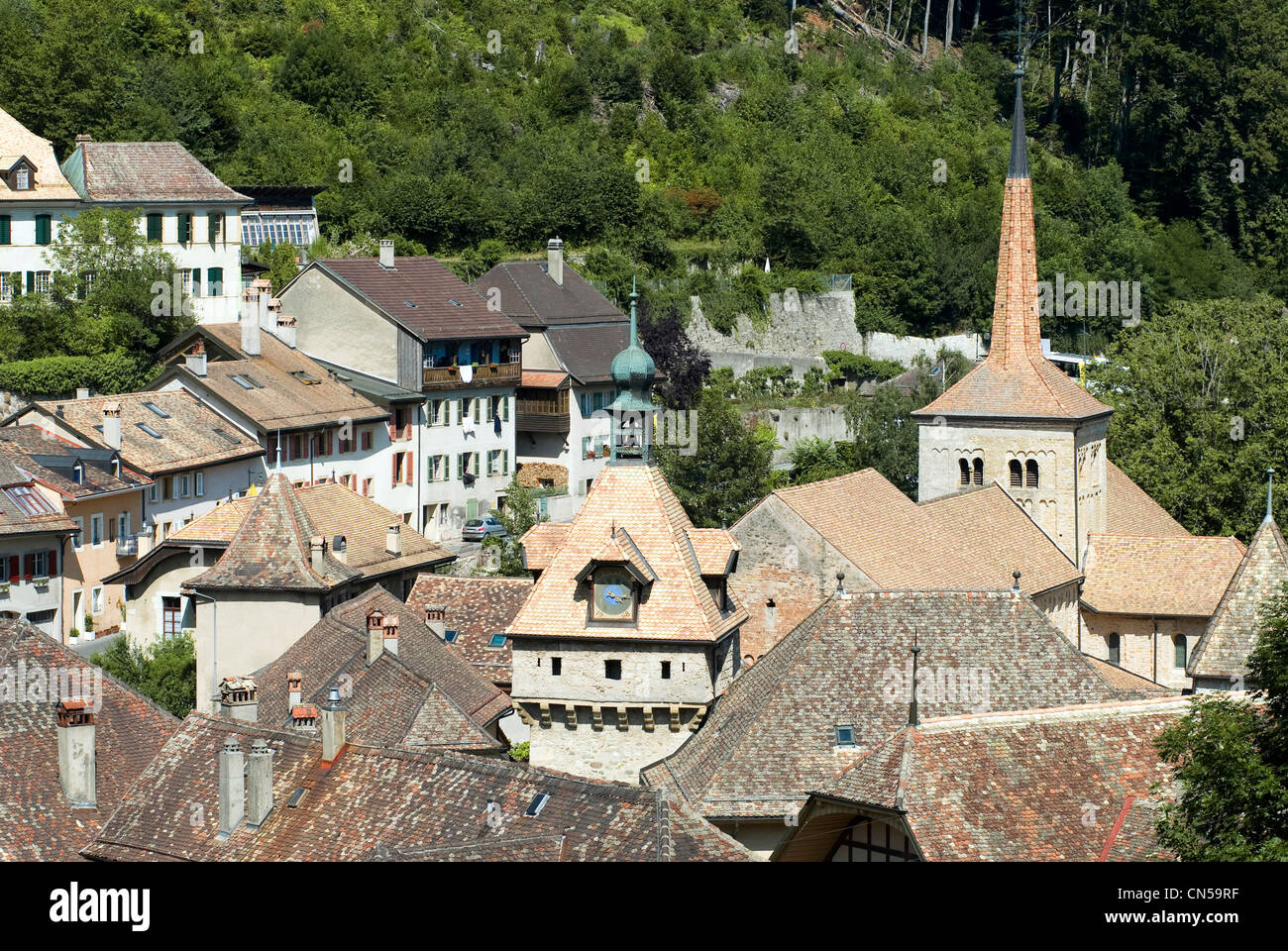 La Svizzera, nel Cantone di Vaud, Romainmôtier Abbazia di Cluny Foto Stock