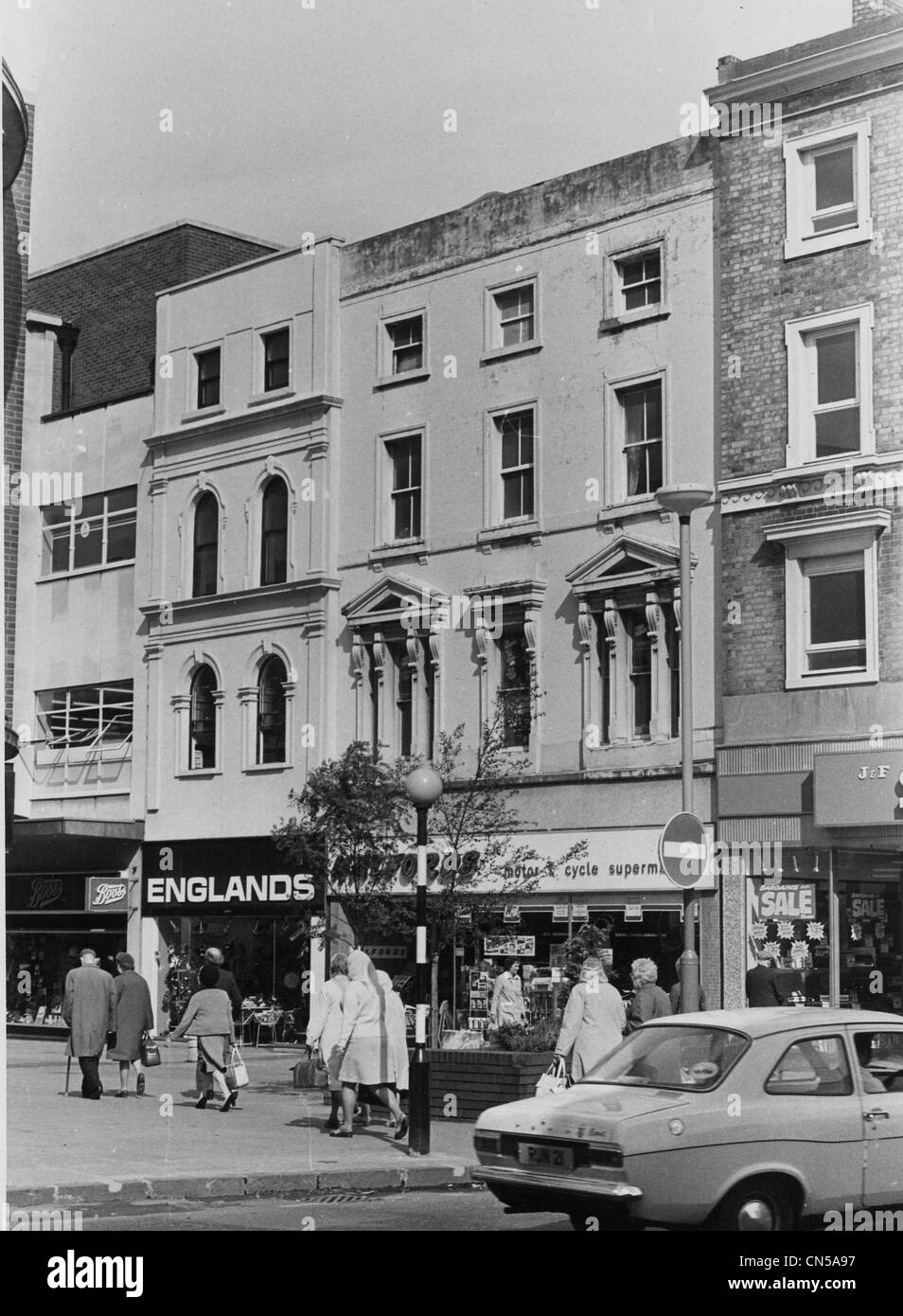 Queen Street, Wolverhampton, 14 luglio 1975. Foto Stock