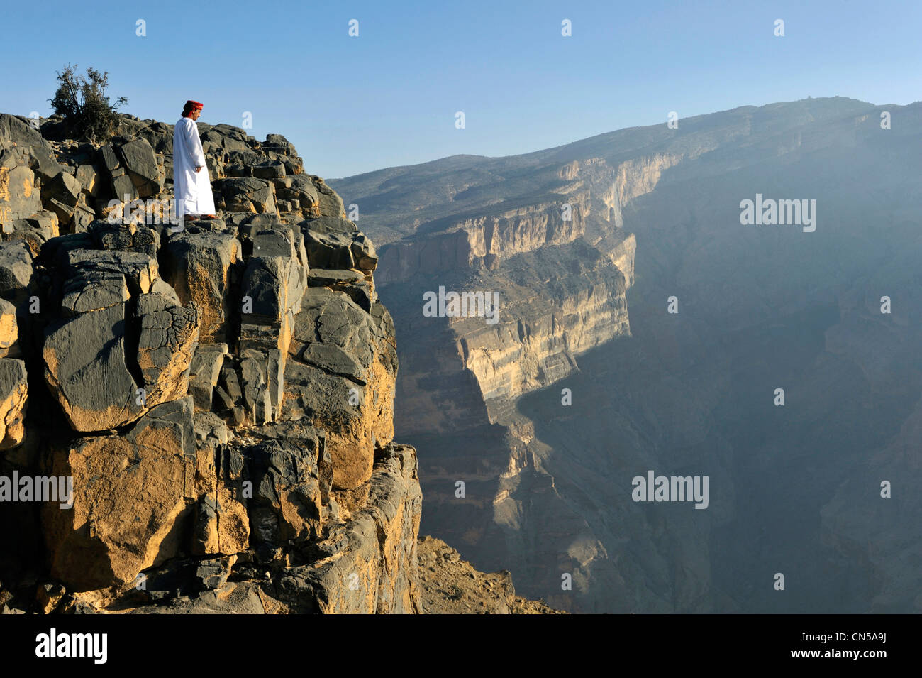 Il sultanato di Oman, Al Dakhiliyah Regione, Western montagne Hajar, Jebel Sham, il grande canyon Foto Stock