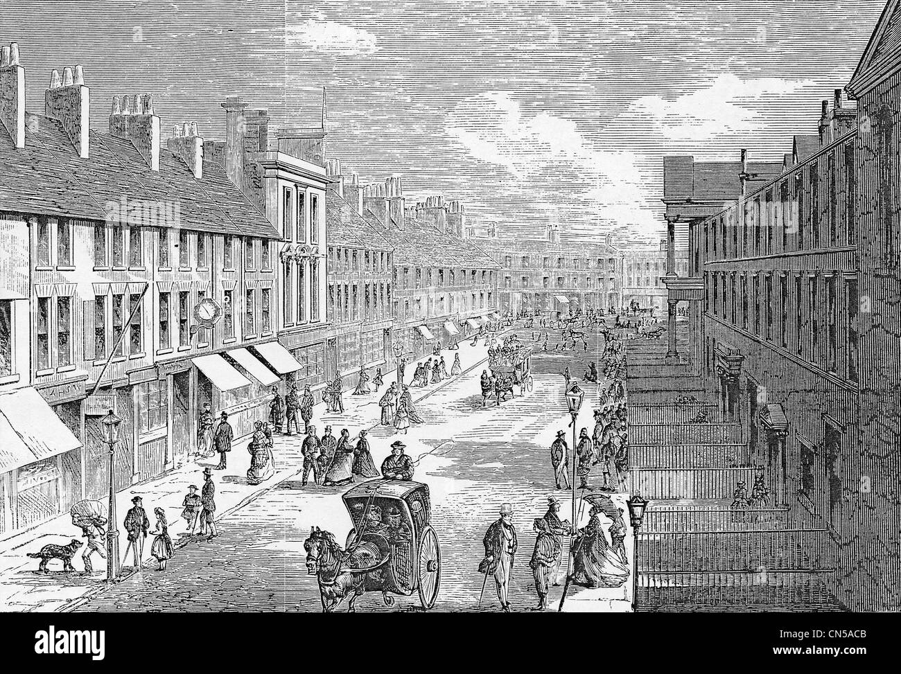 Queen Street, Wolverhampton, a metà del XIX secolo. Foto Stock