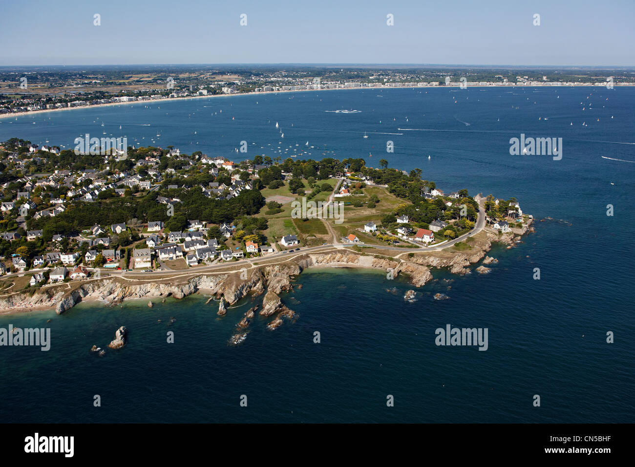 Francia, Loire Atlantique, Le Pouliguen, Pointe de Penchateau (vista aerea) Foto Stock