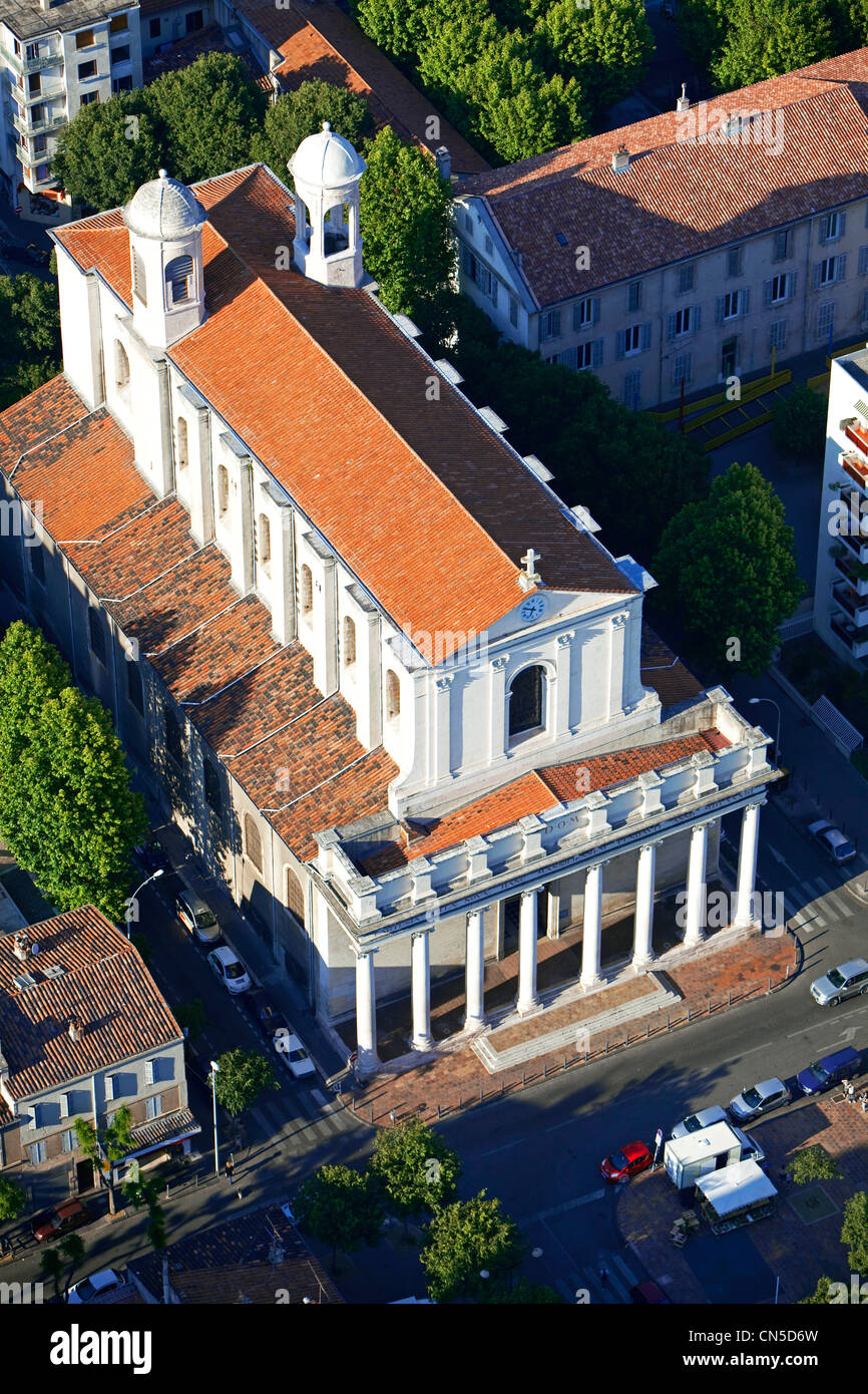 Francia, Bouches du Rhone, Marsiglia, 4° distretto, la chiesa certosina dei Certosini (vista aerea) Foto Stock