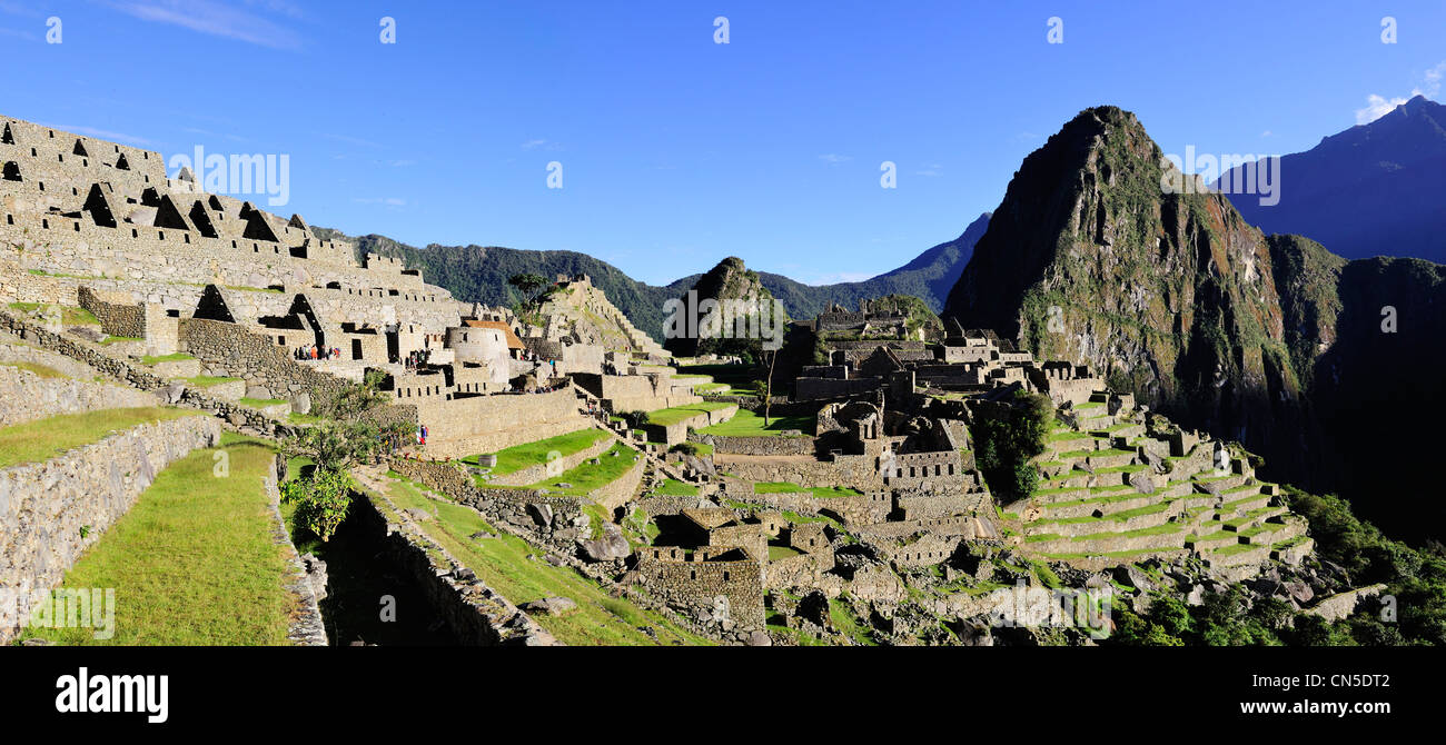 Il Perù, Provincia di Cuzco, Inca Sacred Valley, Inca sito archeologico di Machu Picchu, classificato come patrimonio mondiale dall' UNESCO, costruito Foto Stock