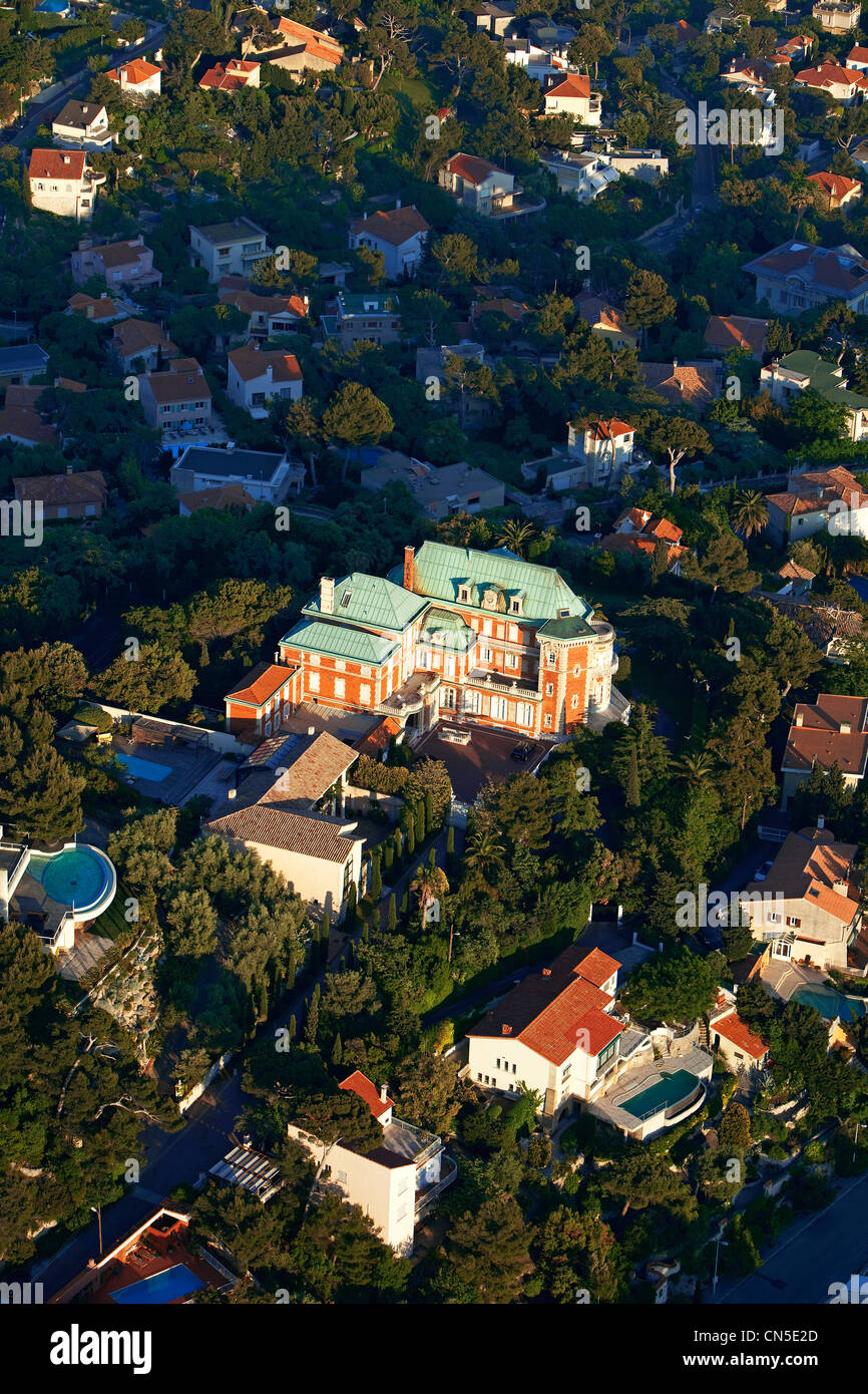 Francia, Bouches du Rhone, Marsiglia, settimo distretto, il Roucas Blanc, Chateau Talabot, la proprietà privata (vista aerea) Foto Stock