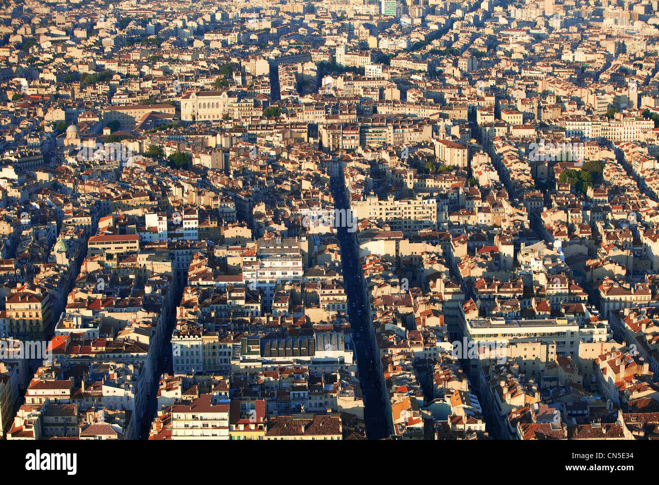 Francia, Bouches du Rhone, Marsiglia, 1° distretto, opera, street Davso (vista aerea) Foto Stock