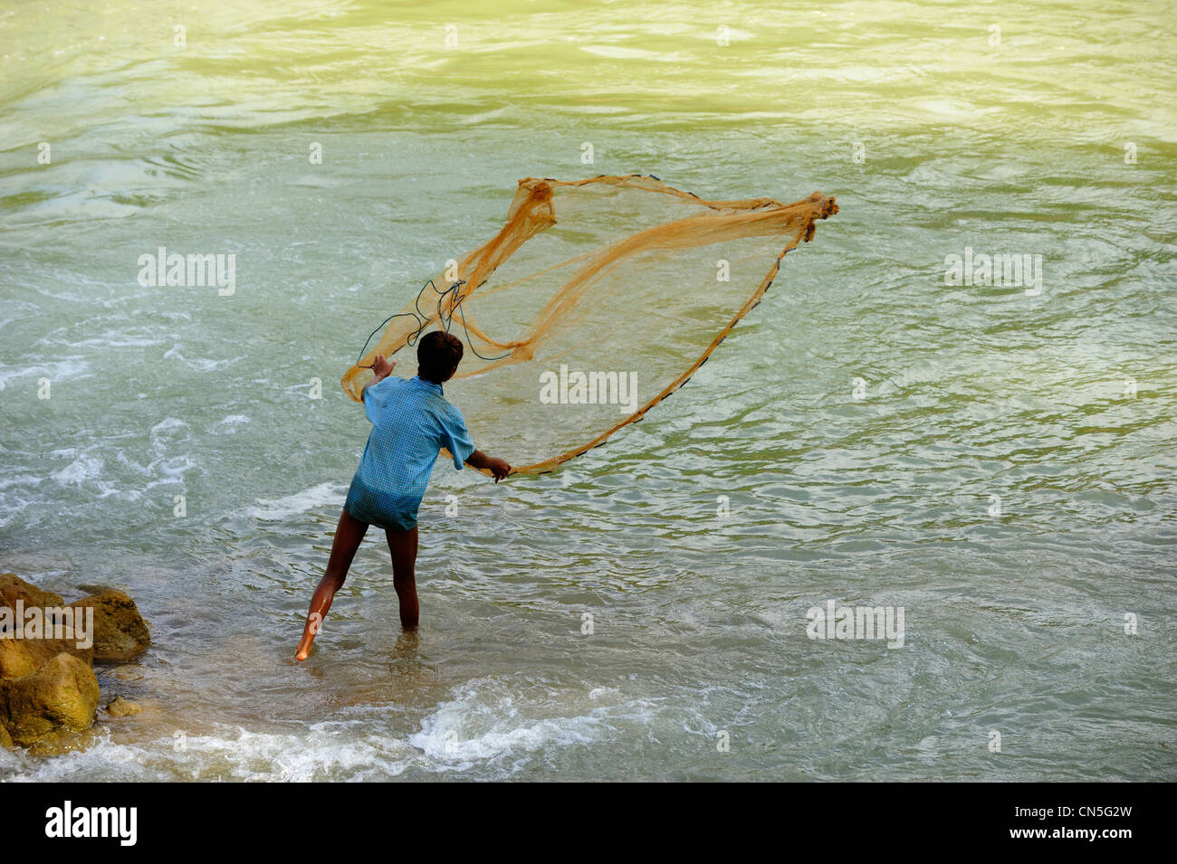 Myanmar (Birmania), Stato Shan, Lago Inle, Inthein o Indein, paya Shwe Inn Thein, cast net la pesca Foto Stock