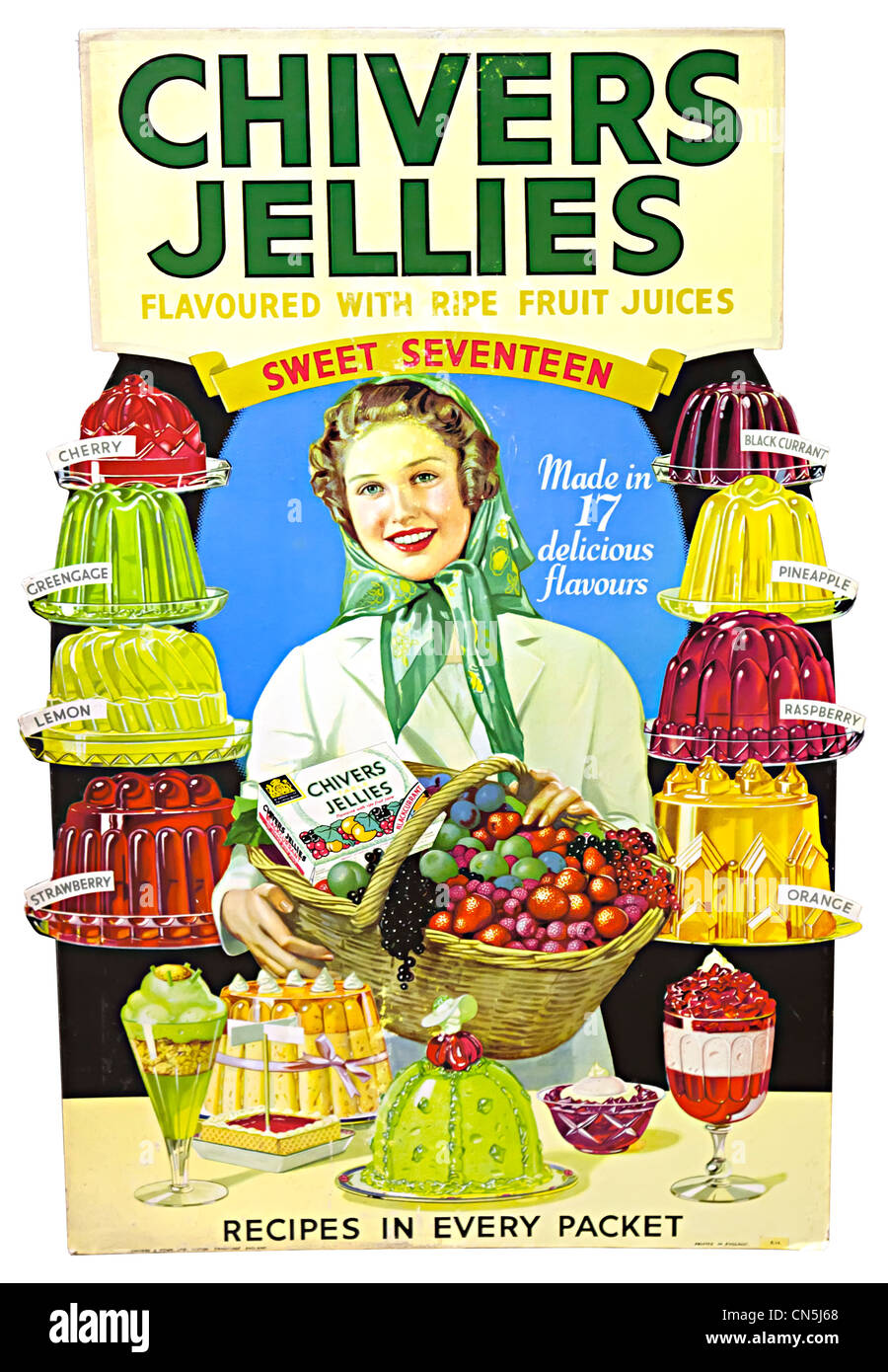 Chivers gelatine 1920s a 1930 pubblicità ritaglio di cartone segno, REGNO UNITO Foto Stock