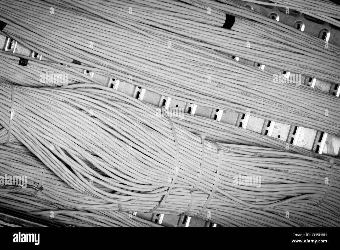 In prossimità dei cavi di rete Foto Stock
