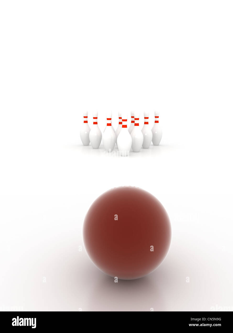 Bowling pin su sfondo bianco. 3D render Foto Stock