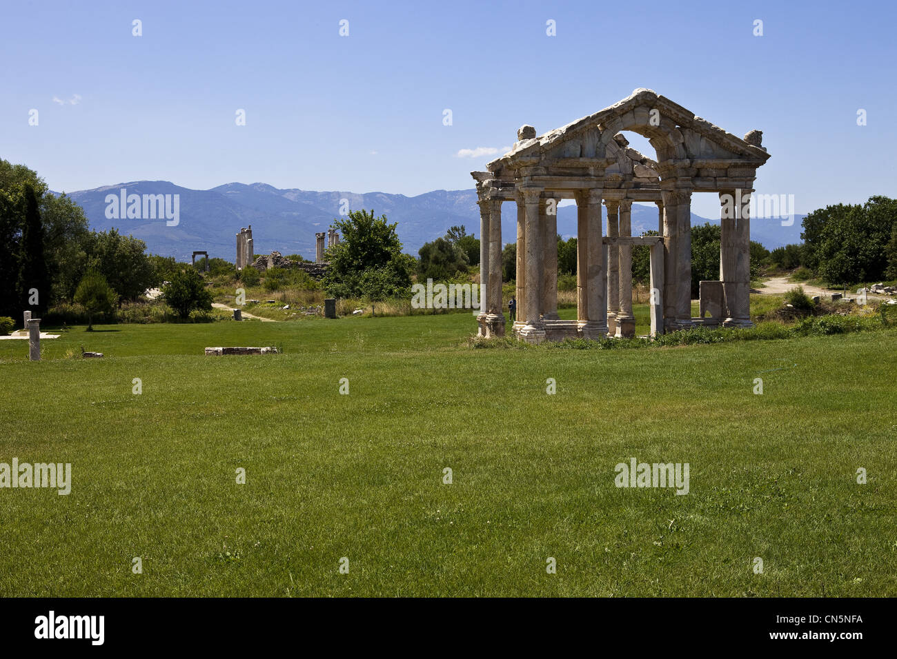 La Turchia, regione del Mar Egeo, Aphrodisias, città antica, il Tetrapylon Foto Stock