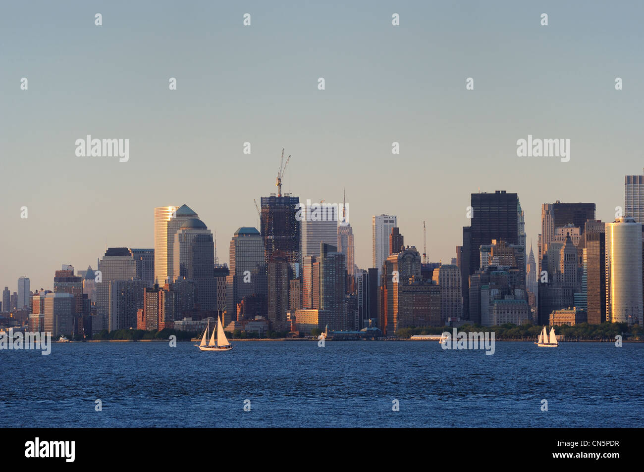 Stati Uniti, New York City, punta meridionale di Manhattan, il quartiere finanziario di edifici Foto Stock