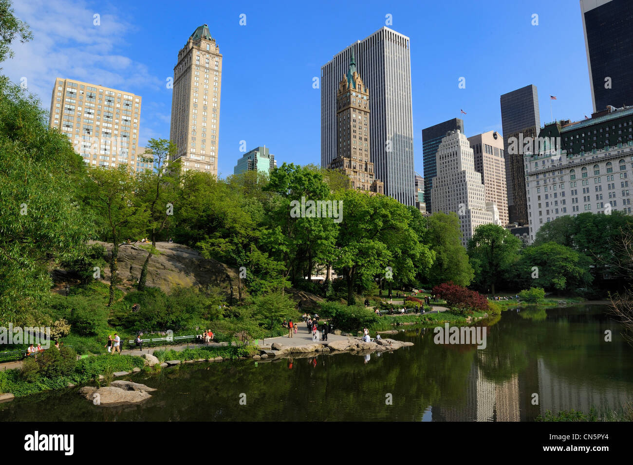 Stati Uniti, New York City, Manhattan, Central Park, Lago chiamato lo stagno Foto Stock