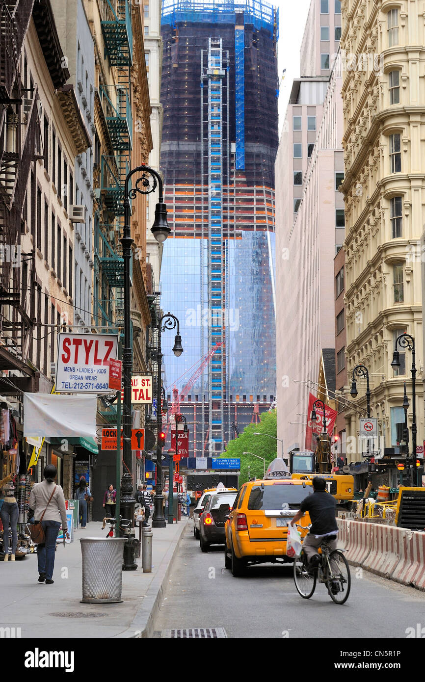 Stati Uniti, New York City, Manhattan, costruendo la One World Trade Center (Freedom Tower) Foto Stock