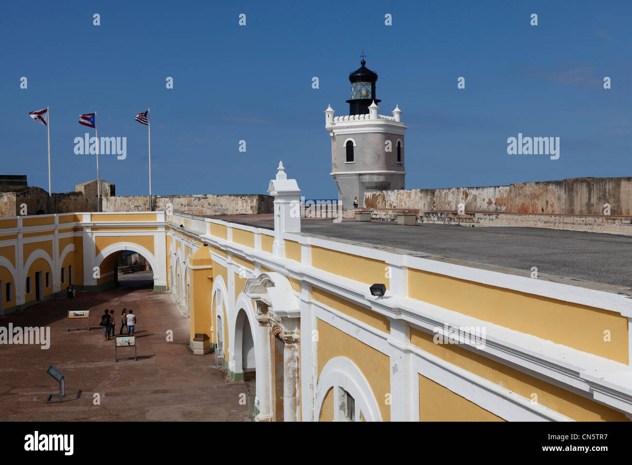 Puerto Rico, San Juan, la città capitale, Castillo San Felipe del Morro, vecchia fortezza spagnola Foto Stock