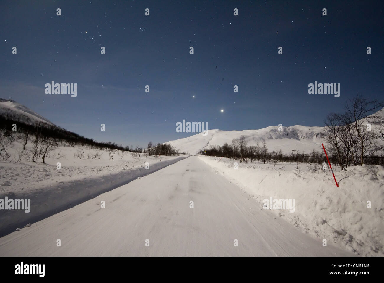 Venere e Giove a nord del Circolo Polare Artico Tromso Troms regione Kvaløya Norvegia Foto Stock
