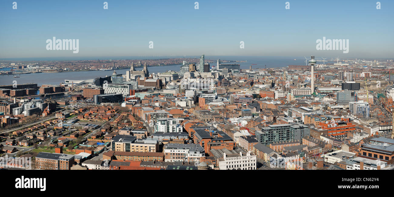 Vista panoramica centro di Liverpool skyline Foto Stock