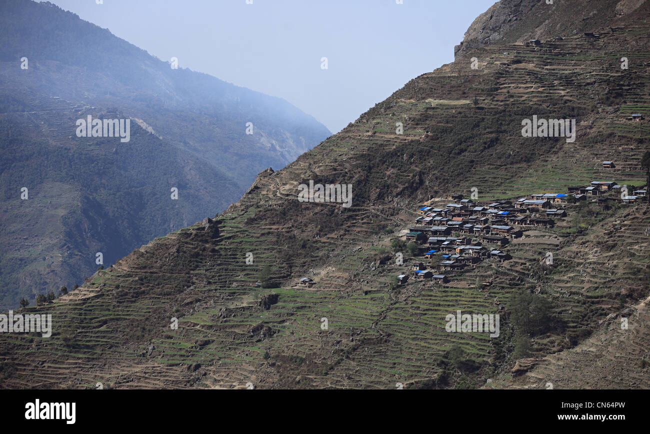 Il nepalese Himalayan village Foto Stock