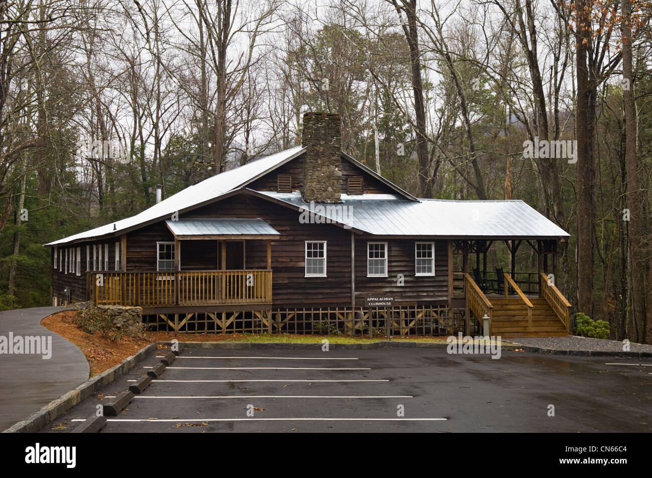 Appalachian Clubhouse a Millionaires Row Elkmont nella zona del Parco Nazionale di Great Smoky Mountains in Tennessee Foto Stock