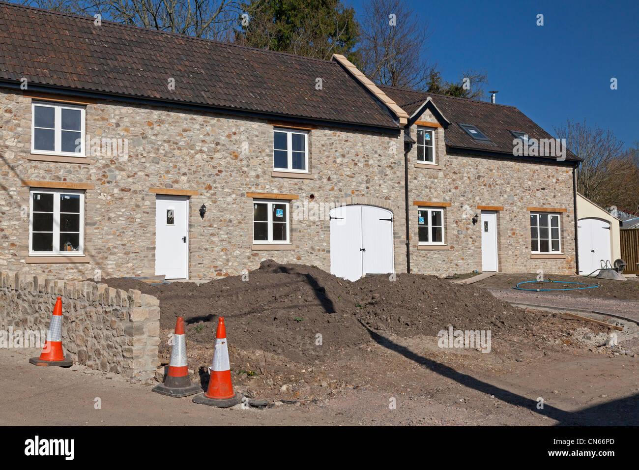 Nuove case costruite in uno stile tradizionale, Winsham, Somerset Foto Stock