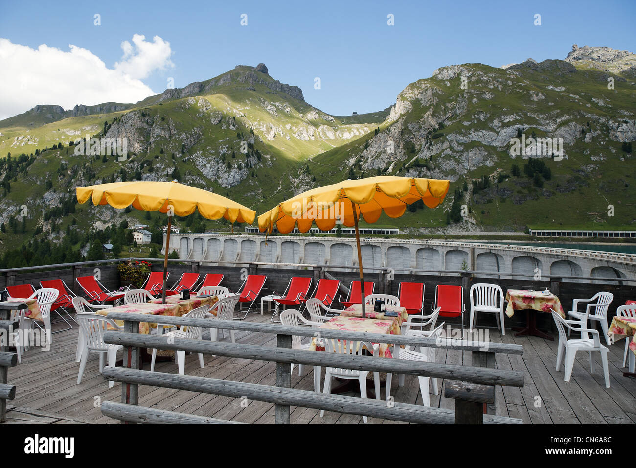 Il ristoro, Passo Fedaia, Trentino Alto Adige Foto Stock