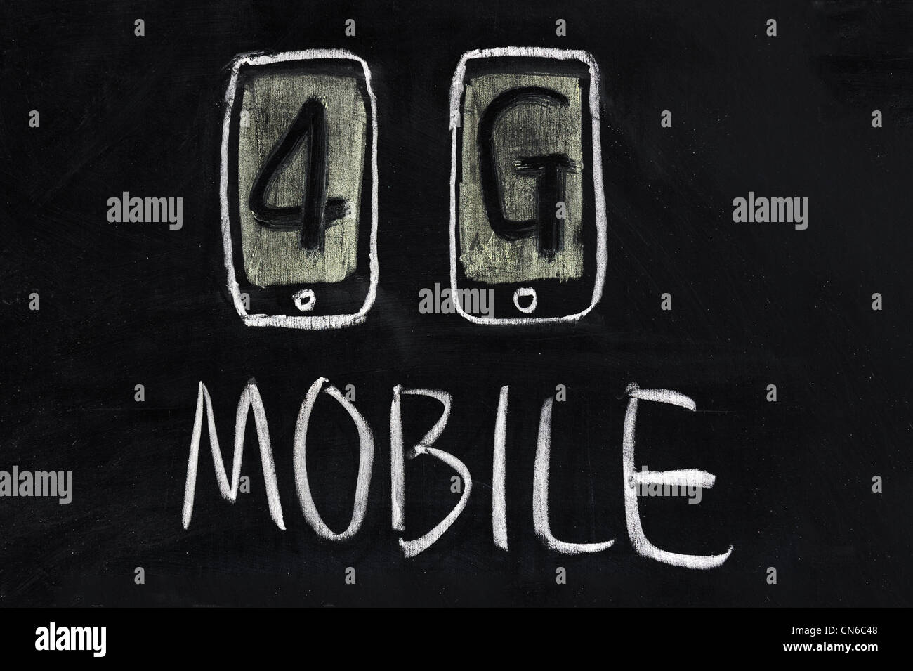 Chalk disegno - 4g mobile communication technology concept Foto Stock
